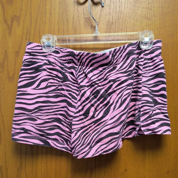 Pink & Black Zebra Large Shorts Athletic/ Sleep Short women's large L 11-13 - Picture 3 of 6